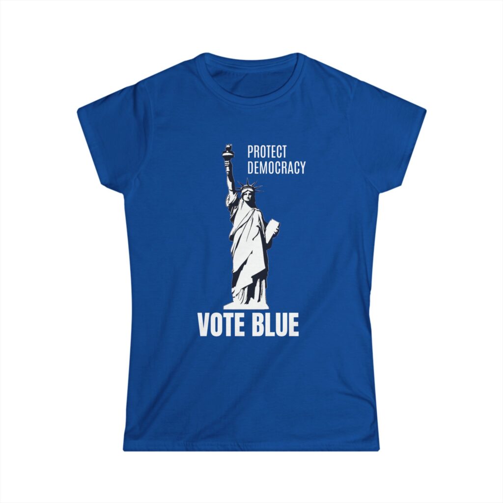 "Protect Democracy" Vote Blue Women's Softstyle Tee