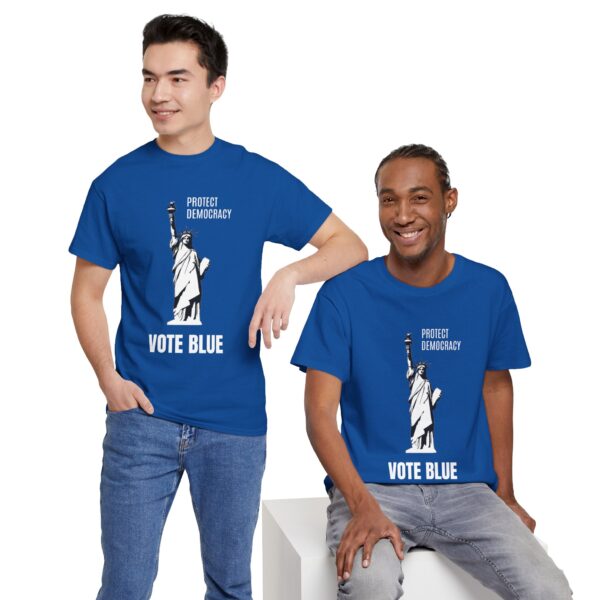 "Protect Democracy" Lady Liberty Vote Blue Unisex T-Shirt - Image 26